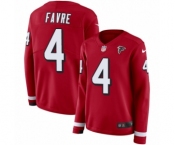 Women's Nike Atlanta Falcons #4 Brett Favre Limited Red Therma Long Sleeve NFL Jersey