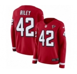 Women's Nike Atlanta Falcons #42 Duke Riley Limited Red Therma Long Sleeve NFL Jersey