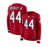 Women's Nike Atlanta Falcons #44 Vic Beasley Limited Red Therma Long Sleeve NFL Jersey