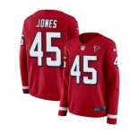 Women's Nike Atlanta Falcons #45 Deion Jones Limited Red Therma Long Sleeve NFL Jersey
