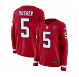 Women's Nike Atlanta Falcons #5 Matt Bosher Limited Red Therma Long Sleeve NFL Jersey
