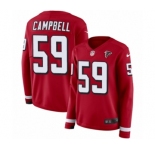 Women's Nike Atlanta Falcons #59 De'Vondre Campbell Limited Red Therma Long Sleeve NFL Jersey