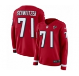 Women's Nike Atlanta Falcons #71 Wes Schweitzer Limited Red Therma Long Sleeve NFL Jersey