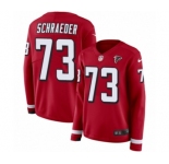 Women's Nike Atlanta Falcons #73 Ryan Schraeder Limited Red Therma Long Sleeve NFL Jersey