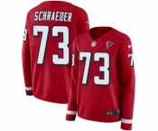 Women's Nike Atlanta Falcons #73 Ryan Schraeder Limited Red Therma Long Sleeve NFL Jersey