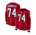 Women's Nike Atlanta Falcons #74 Ty Sambrailo Limited Red Therma Long Sleeve NFL Jersey