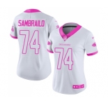 Women's Nike Atlanta Falcons #74 Ty Sambrailo Limited White-Pink Rush Fashion NFL Jersey