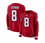 Women's Nike Atlanta Falcons #8 Matt Schaub Limited Red Therma Long Sleeve NFL Jersey