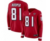 Women's Nike Atlanta Falcons #81 Austin Hooper Limited Red Therma Long Sleeve NFL Jersey