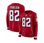 Women's Nike Atlanta Falcons #82 Logan Paulsen Limited Red Therma Long Sleeve NFL Jersey