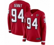 Women's Nike Atlanta Falcons #94 Deadrin Senat Limited Red Therma Long Sleeve NFL Jersey