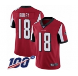 Youth Atlanta Falcons #18 Calvin Ridley Red Team Color Vapor Untouchable Limited Player 100th Season Football Jersey