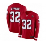 Youth Atlanta Falcons #32 Johnathan Cyprien Limited Red Therma Long Sleeve Football Jersey