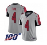 Youth Atlanta Falcons #4 Brett Favre Limited Silver Inverted Legend 100th Season Football Jersey