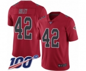 Youth Atlanta Falcons #42 Duke Riley Limited Red Rush Vapor Untouchable 100th Season Football Jersey