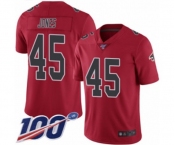Youth Atlanta Falcons #45 Deion Jones Limited Red Rush Vapor Untouchable 100th Season Football Jersey