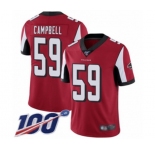 Youth Atlanta Falcons #59 De'Vondre Campbell Red Team Color Vapor Untouchable Limited Player 100th Season Football Jersey