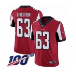 Youth Atlanta Falcons #63 Chris Lindstrom Red Team Color Vapor Untouchable Limited Player 100th Season Football Jersey