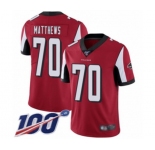 Youth Atlanta Falcons #70 Jake Matthews Red Team Color Vapor Untouchable Limited Player 100th Season Football Jersey