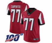 Youth Atlanta Falcons #77 James Carpenter Red Team Color Vapor Untouchable Limited Player 100th Season Football Jersey