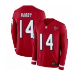Youth Nike Atlanta Falcons #14 Justin Hardy Limited Red Therma Long Sleeve NFL Jersey