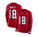 Youth Nike Atlanta Falcons #18 Calvin Ridley Limited Red Therma Long Sleeve NFL Jersey