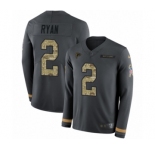 Youth Nike Atlanta Falcons #2 Matt Ryan Limited Black Salute to Service Therma Long Sleeve NFL Jersey