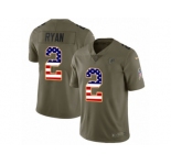 Youth Nike Atlanta Falcons #2 Matt Ryan Limited Olive USA Flag 2017 Salute to Service NFL Jersey