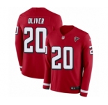 Youth Nike Atlanta Falcons #20 Isaiah Oliver Limited Red Therma Long Sleeve NFL Jersey