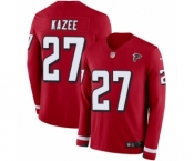 Youth Nike Atlanta Falcons #27 Damontae Kazee Limited Red Therma Long Sleeve NFL Jersey