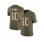 Youth Nike Atlanta Falcons #40 Derrick Coleman Limited Olive Gold 2017 Salute to Service NFL Jersey