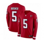 Youth Nike Atlanta Falcons #5 Matt Bosher Limited Red Therma Long Sleeve NFL Jersey