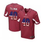 Men's Arizona Cardinals #40 Pat Tillman Elite Red Home USA Flag Fashion Football Jersey