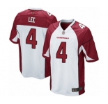 Men's Arizona Cardinals #4 Andy Lee Game White Football Jersey