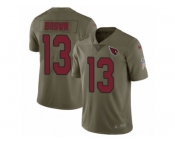 Men Nike Arizona Cardinals #13 Jaron Brown Limited Olive 2017 Salute to Service NFL Jersey