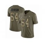 Men Nike Arizona Cardinals #64 Dorian Johnson Limited Olive Camo 2017 Salute to Service NFL Jersey