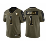 Men's Arizona Cardinals #1 Kyler Murray 2021 Olive Golden Salute To Service Limited Stitched Football Jersey