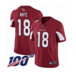 Men's Arizona Cardinals #18 Kevin White Red Team Color Vapor Untouchable Limited Player 100th Season Football Jersey