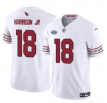 Men's Arizona Cardinals #18 Marvin Harrison Jr White 2024 With Draft Patch F.U.S.E. Vapor Untouchable Limited Stitched Football Jersey