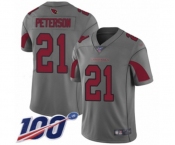 Men's Arizona Cardinals #21 Patrick Peterson Limited Silver Inverted Legend 100th Season Football Jersey