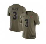 Men's Arizona Cardinals #3 Budda Baker 2022 Olive Salute To Service Limited Stitched Jersey