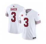 Men's Arizona Cardinals #3 Budda Baker White 2023 F.U.S.E. With 4-Star C Patch Vapor Untouchable F.U.S.E. Limited Football Stitched Jersey