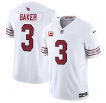 Men's Arizona Cardinals #3 Budda Baker White 2024 F.U.S.E. With 4-Star C Patch Vapor Untouchable Limited Football Stitched Jersey