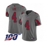 Men's Arizona Cardinals #4 Andy Lee Limited Silver Inverted Legend 100th Season Football Jersey