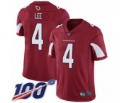 Men's Arizona Cardinals #4 Andy Lee Red Team Color Vapor Untouchable Limited Player 100th Season Football Jersey