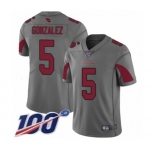 Men's Arizona Cardinals #5 Zane Gonzalez Limited Silver Inverted Legend 100th Season Football Jersey
