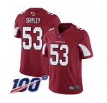Men's Arizona Cardinals #53 A.Q. Shipley Red Team Color Vapor Untouchable Limited Player 100th Season Football Jersey