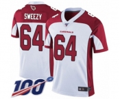 Men's Arizona Cardinals #64 J.R. Sweezy White Vapor Untouchable Limited Player 100th Season Football Jersey