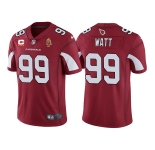 Men's Arizona Cardinals #99 J.J. Watt Red With C Patch & Walter Payton Patch Limited Stitched Jersey