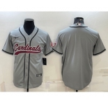 Men's Arizona Cardinals Blank Grey With Patch Cool Base Stitched Baseball Jersey